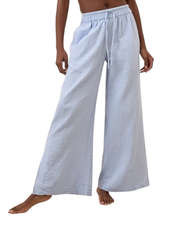 Pact Pants - Pact Coastal Double Gauze Split Hem Pants Organic Cotton Blue Women’s Medium